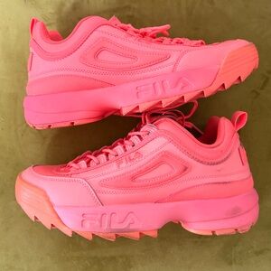 FILA Women's Chunky Low-Top Sneakers in Bright Pink